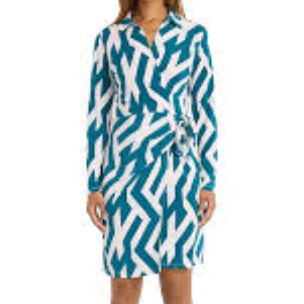 NWOT Donna Morgan geometric line wrap dress, size 4